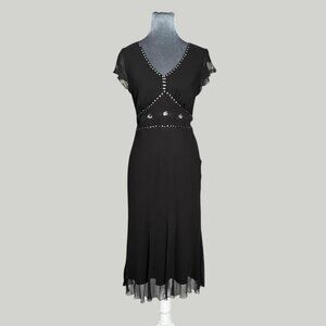 vintage beaded silk embroided black whimsigoth midi homecoming cocktail dress 6